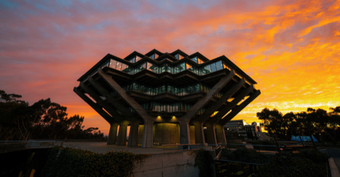 UC San Diego Geisel Library at sunset